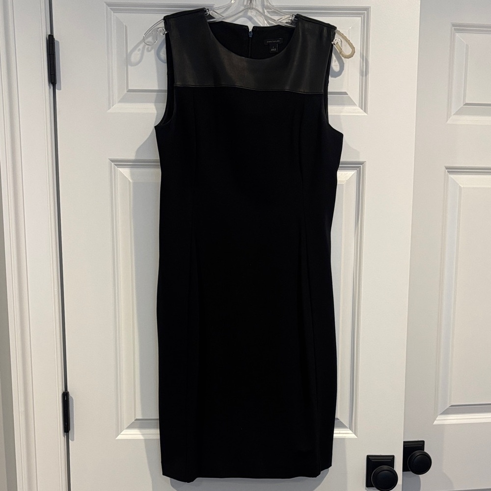 Ann Taylor Black Dress with Faux Leather Accents